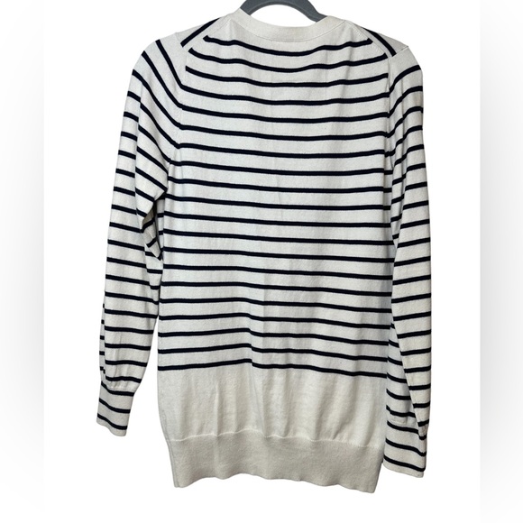 Banana Republic Navy/White striped button up cardigan. Size Large - Picture 7 of 7